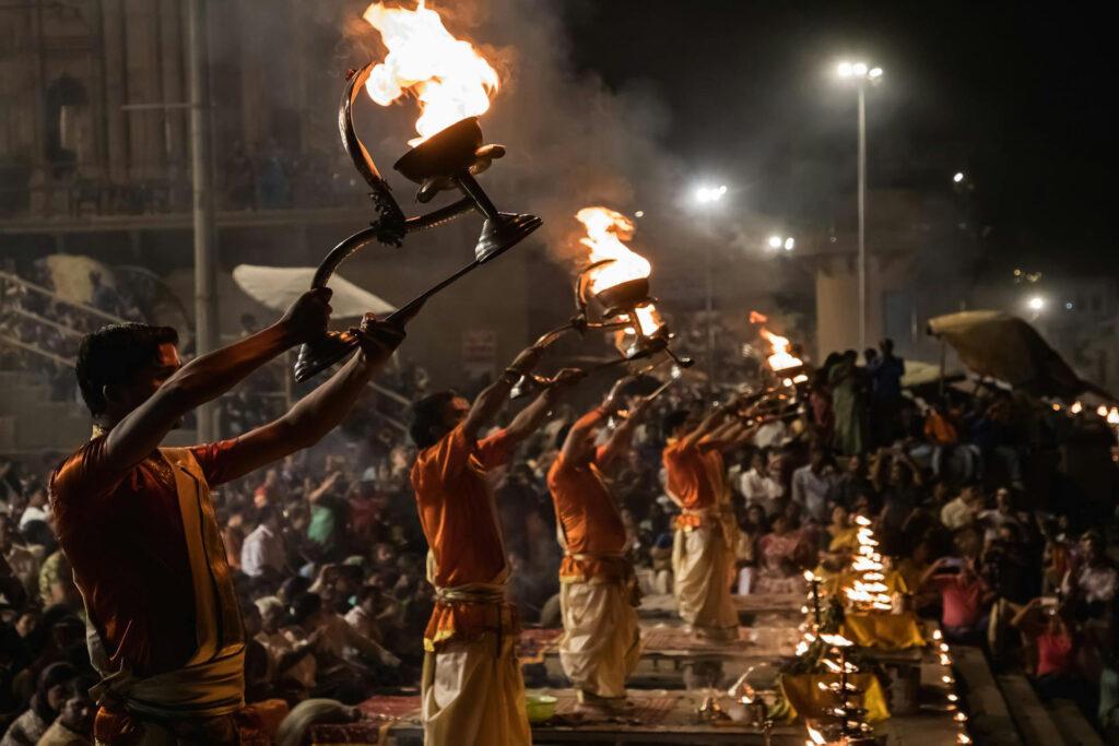 Witness the mesmerizing Ganga Aarti ceremony at Har Ki Pauri, Haridwar, during your exhilarating One Day Delhi to Haridwar & Rishikesh Trip. Priests in traditional attire rhythmically swing diyas and sing hymns, creating a spellbinding atmosphere as the sun dips below the horizon. Immerse yourself in the spiritual energy and witness this once-in-a-lifetime spectacle.